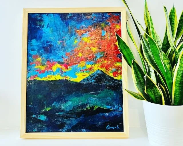 "Twin Peaks Sunset", original artwork, framed