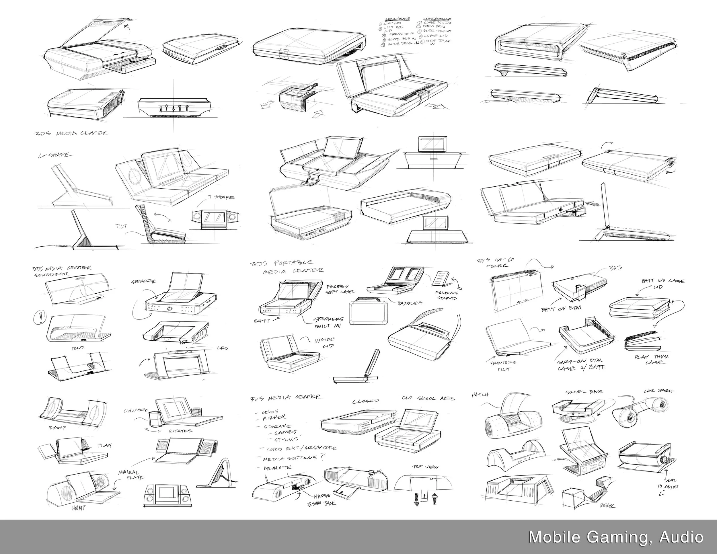 Nintendo 3DS media dock and accessory scketches