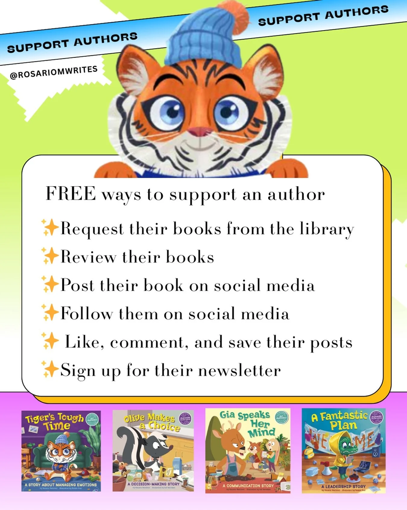 ✨Free ways to support an author (that mean EVERYTHING) 365 days of the year! 💚🙂&zwj;&harr;️

While buying our books &amp; booking our services helps us. You don&rsquo;t have to buy a book or spend money to support an author. The small things make a