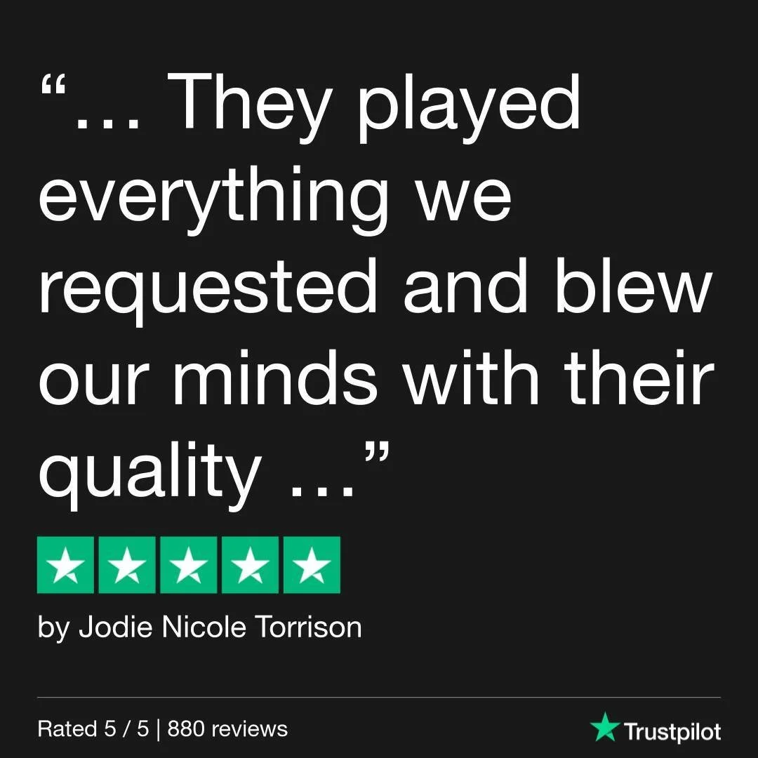 Thanks Jodie 🙌

Review via @functioncentral's Trustpilot. 

#weddingband #weddingreviews #trustpilotreviews