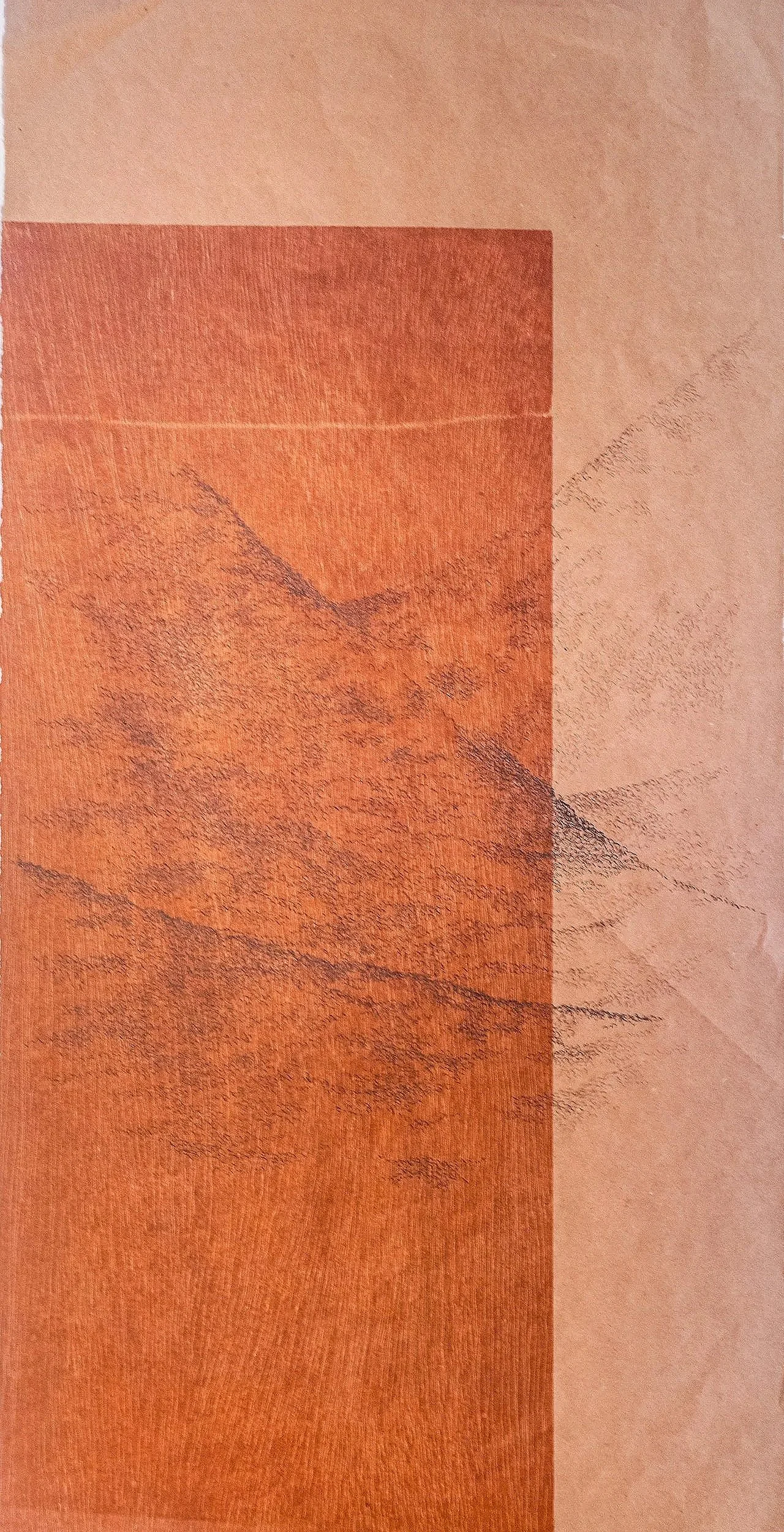 Título: LíNEA EN EL HORIZONTE
Técnica: Xilografia, Dibujo tinta negra 
Papel Fabriano (50x100cm)
Brenda Novas 2025