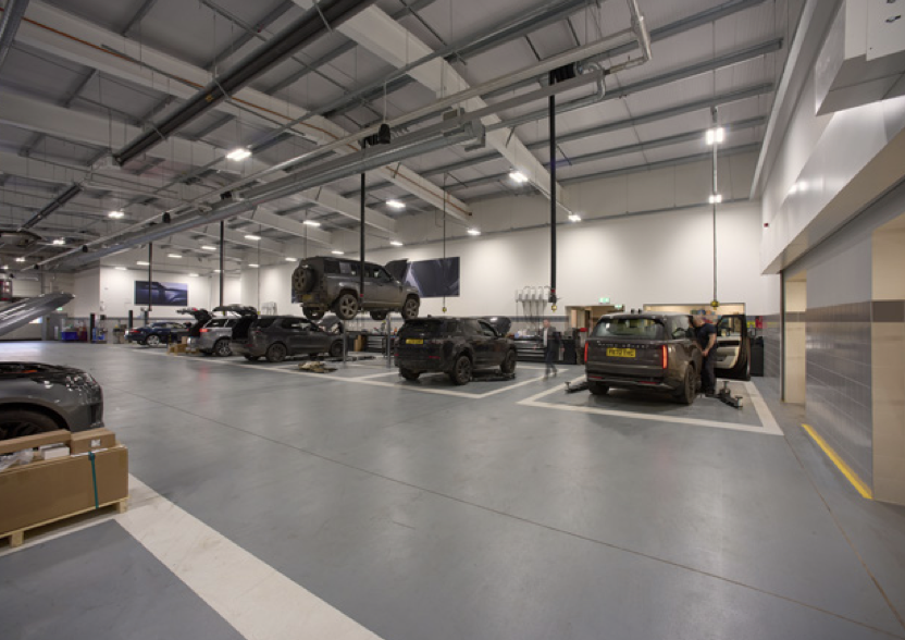 Land Rover Cheltenham workshop sprayed roof liner & steelwork 