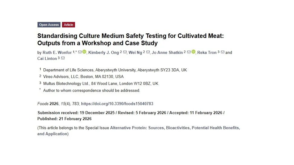 New Paper: Standardising Safety Testing for Cultivated Meat Media