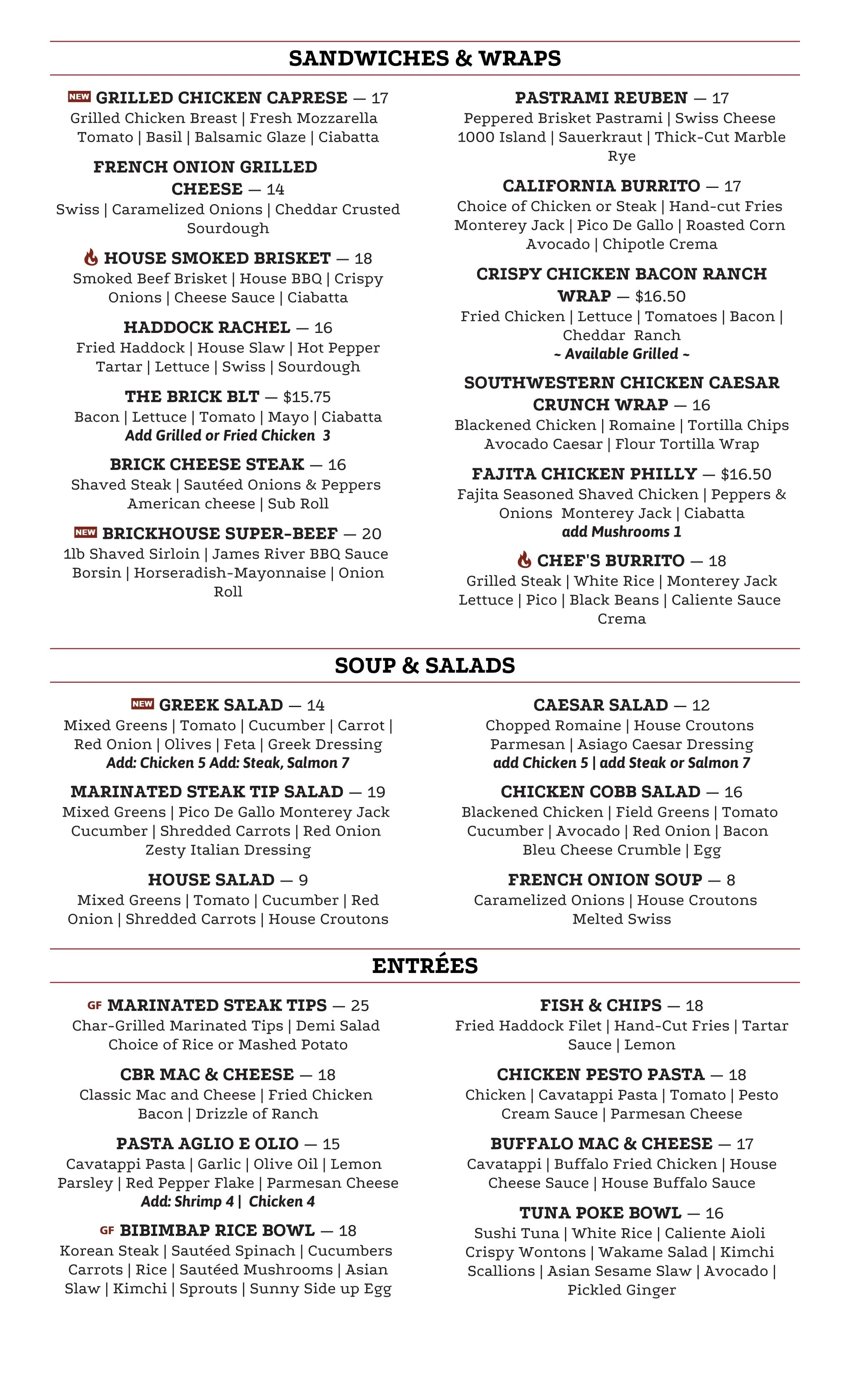 Menu — Back 9 Golf