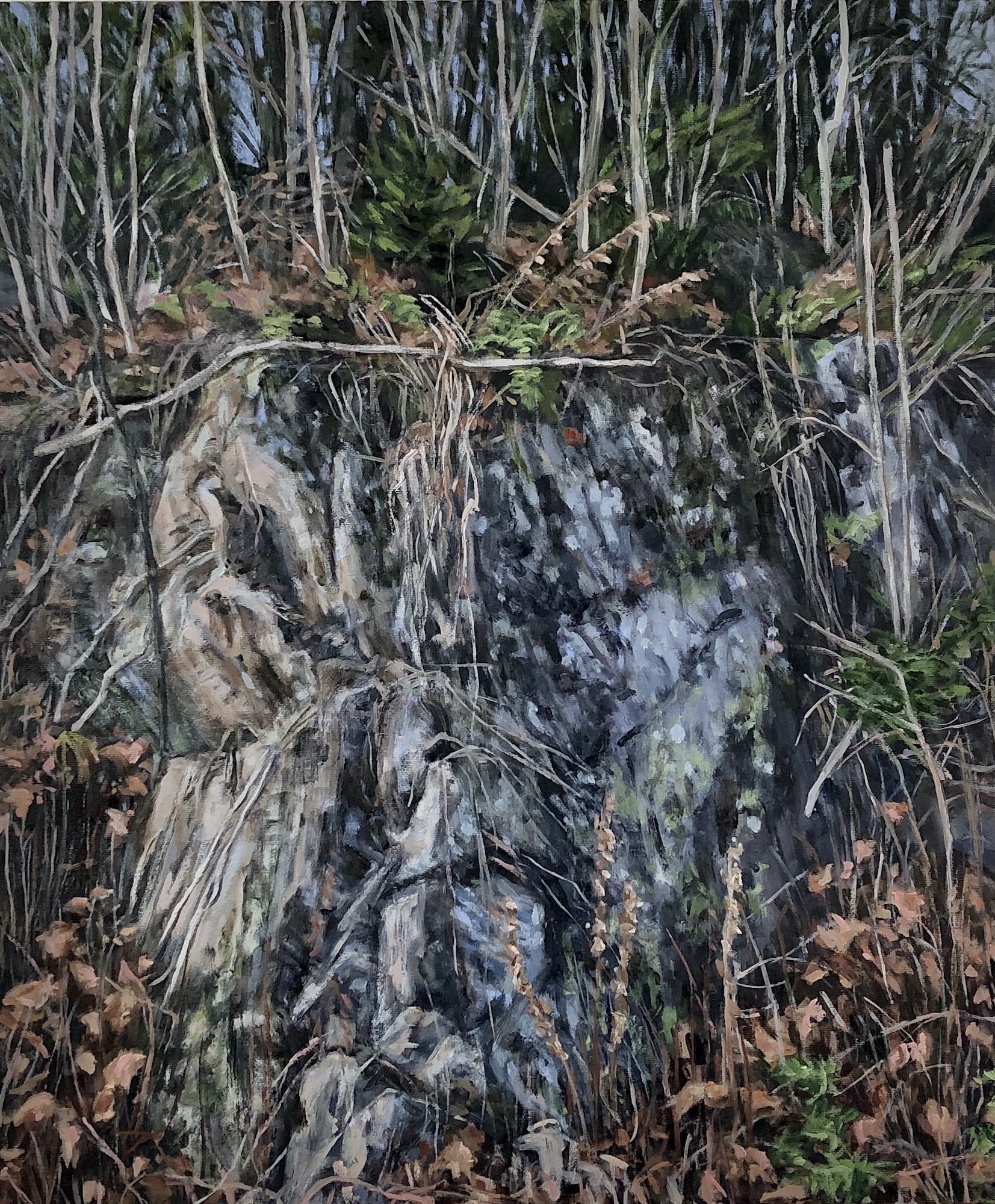 Oil painting of Cliff face