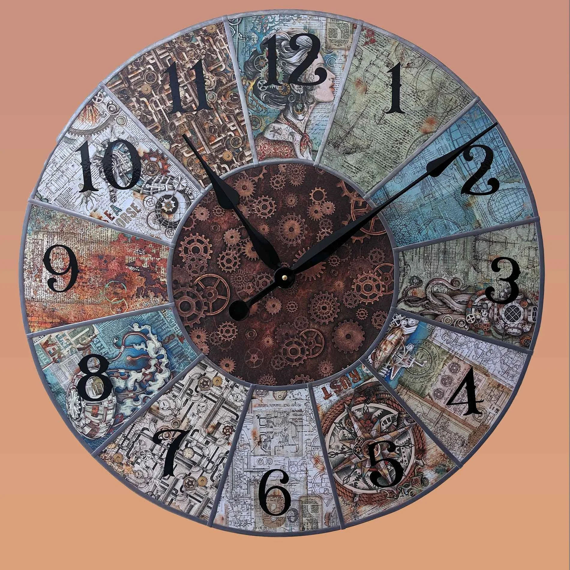 Large kitchen clock in a steampunk style