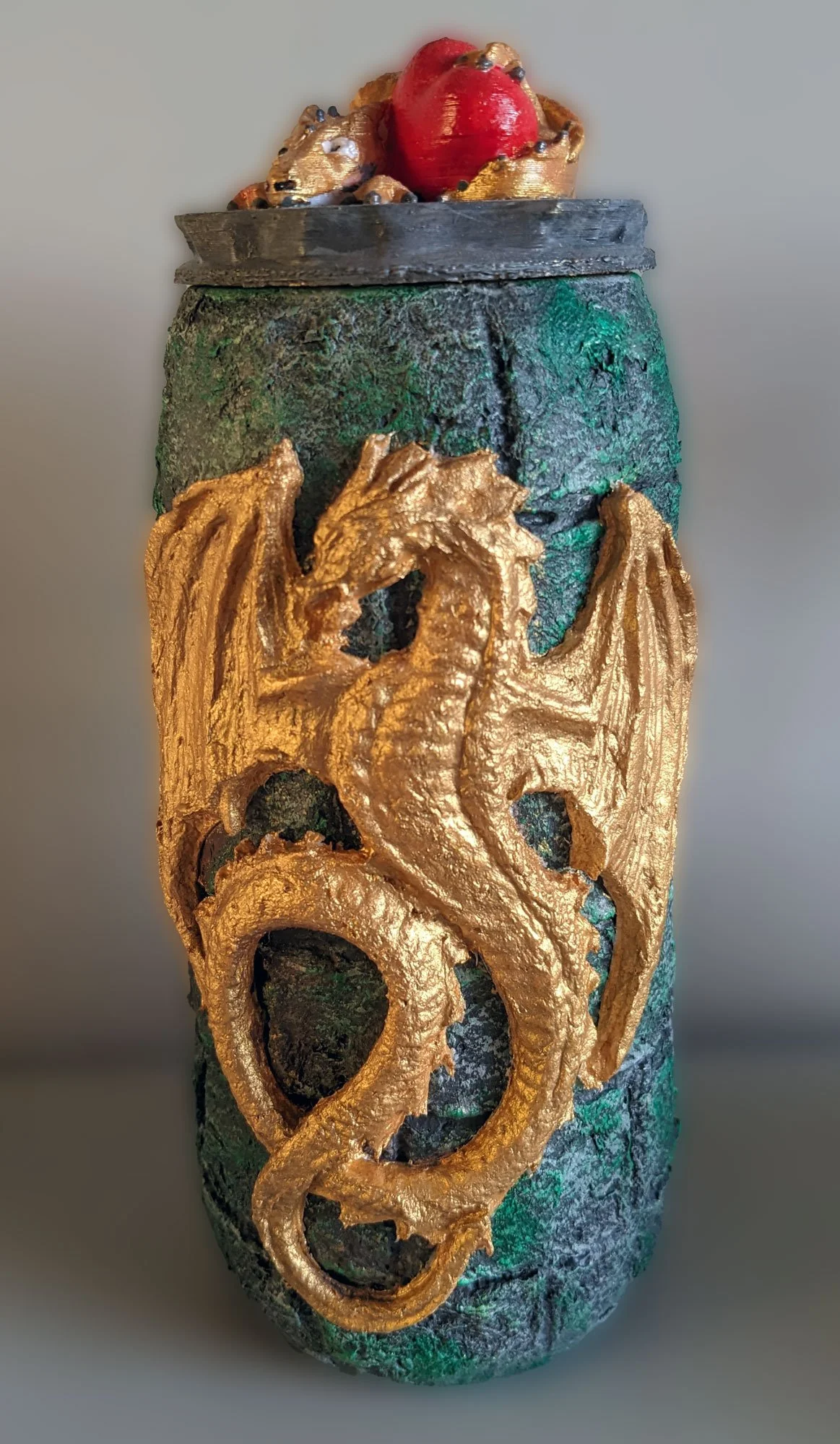 Dragon upcycled glass jar