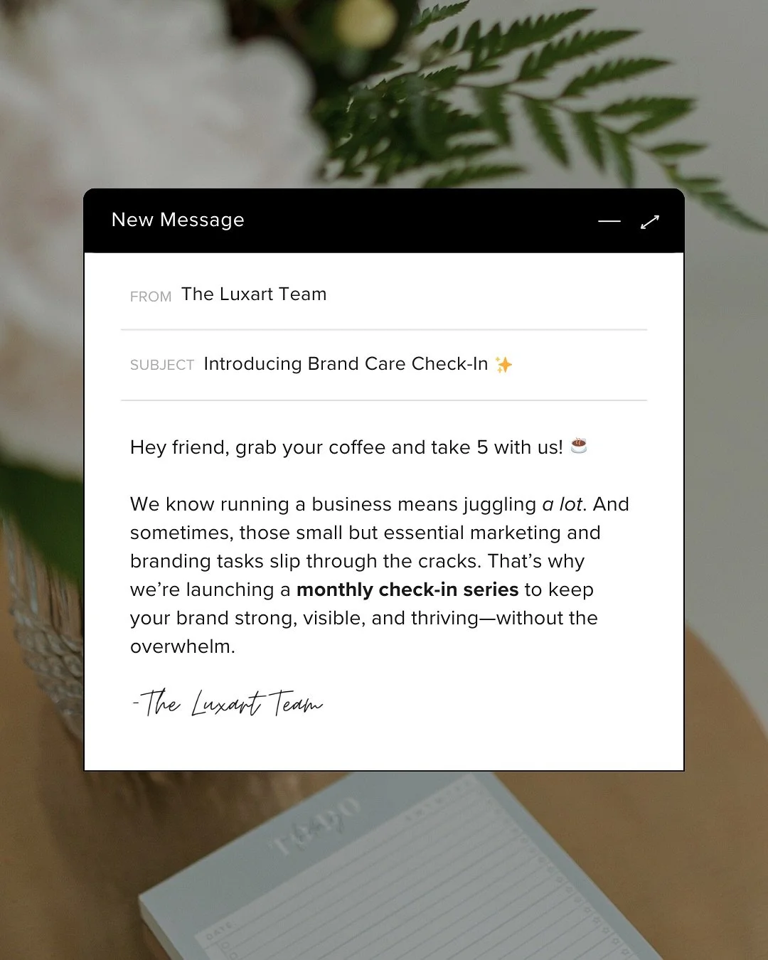 Your brand deserves a little maintenance magic. ✨

We&rsquo;re kicking off a new monthly series made for business owners like you, where we focus on one small but mighty area of your brand each month (think website, social, print, or branding).

You&