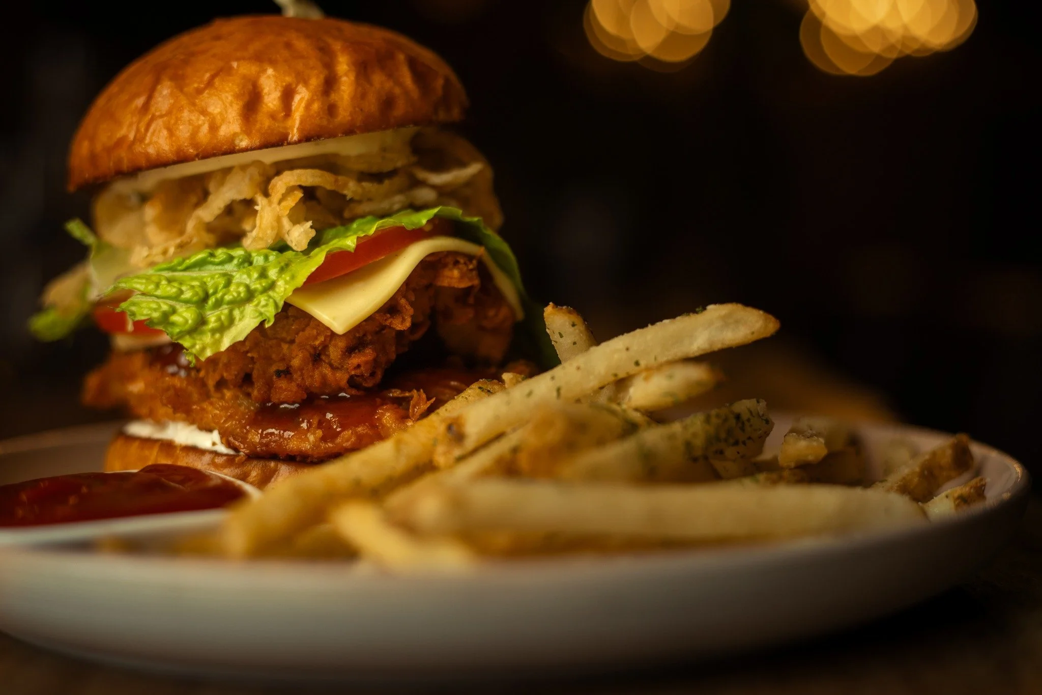 🍔 Bold &amp; Spicy: Crispy Buffalo Chicken Burger 🔥

Take your burger game to the next level with our Crispy Buffalo Chicken Burger! Buttermilk-fried to golden perfection, topped with tangy buffalo sauce, melted Swiss cheese, and creamy ranch dress