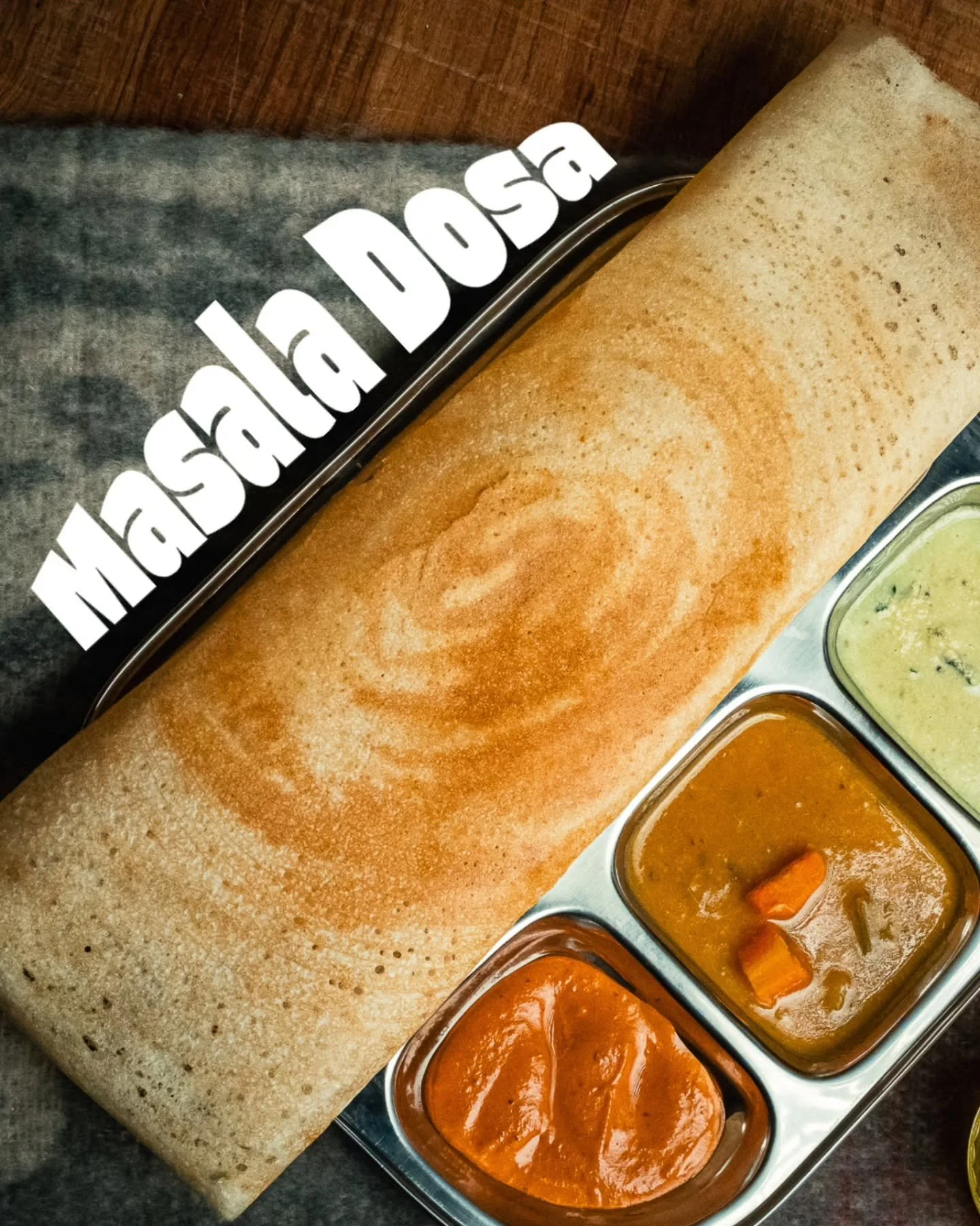 Masala Dosa - A South Indian Classic, Perfected ✨

Crisp, golden, and delicately layered, our Masala Dosa is a celebration of tradition and flavor. Served fresh off the griddle with a fragrant potato filling, accompanied by house-made chutneys and sa