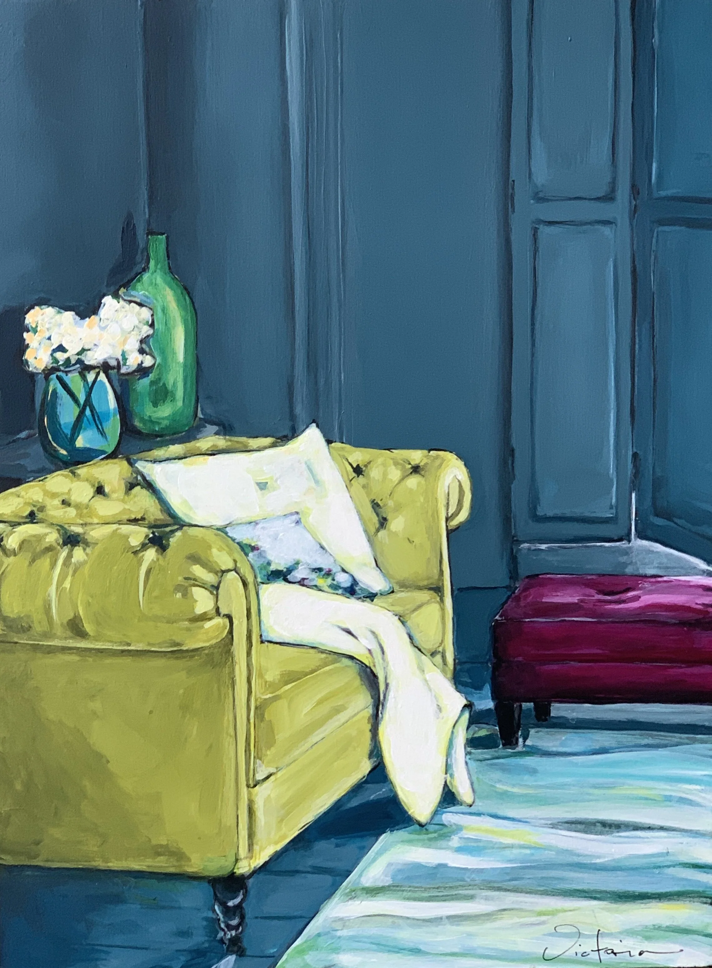 Chartreuse ~ 12 X 14 acrylic on wood 