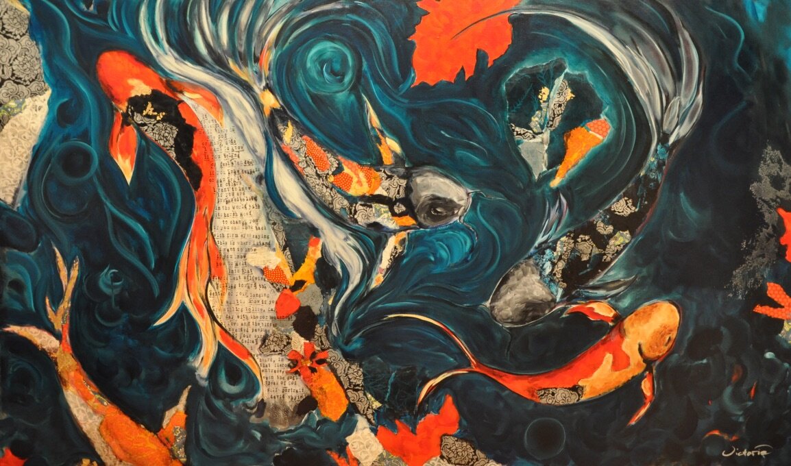 Self Portrait  ~  poem by David Whyte
48 X 72 acrylic + mixed media on canvas