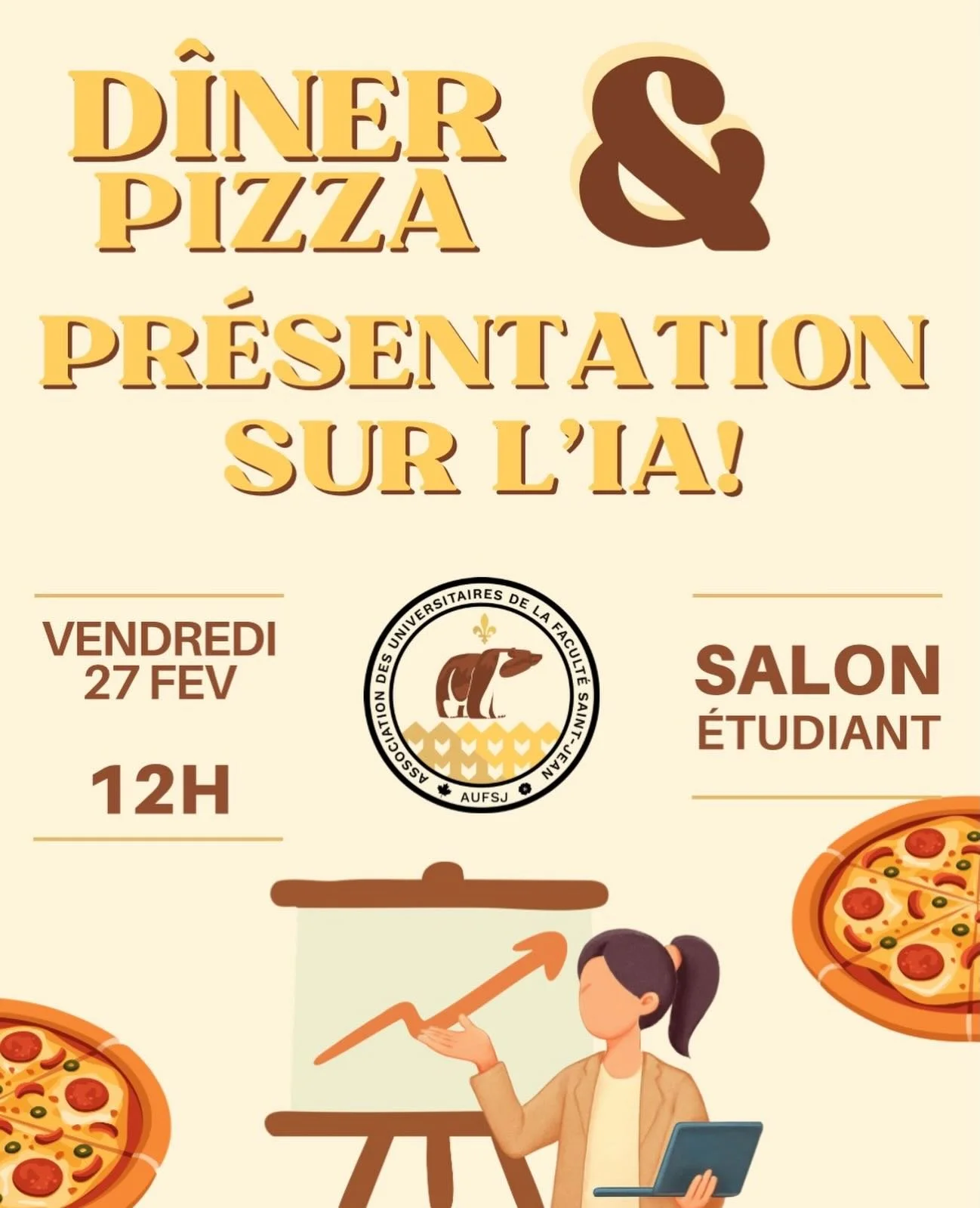 L&rsquo;IA, &ccedil;a vous intrigue? 🤖

Ce vendredi &agrave; 12h30, rejoignez-nous au salon &eacute;tudiant pour une pr&eacute;sentation sur l&rsquo;intelligence artificielle. Une belle occasion d&rsquo;en apprendre plus et d&rsquo;en discuter autou