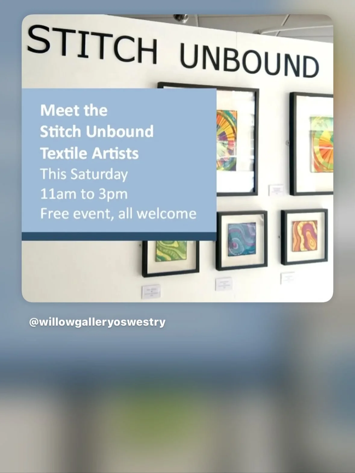 Great morning @stitchbystitch_2027 meet the artists @willowgallery
