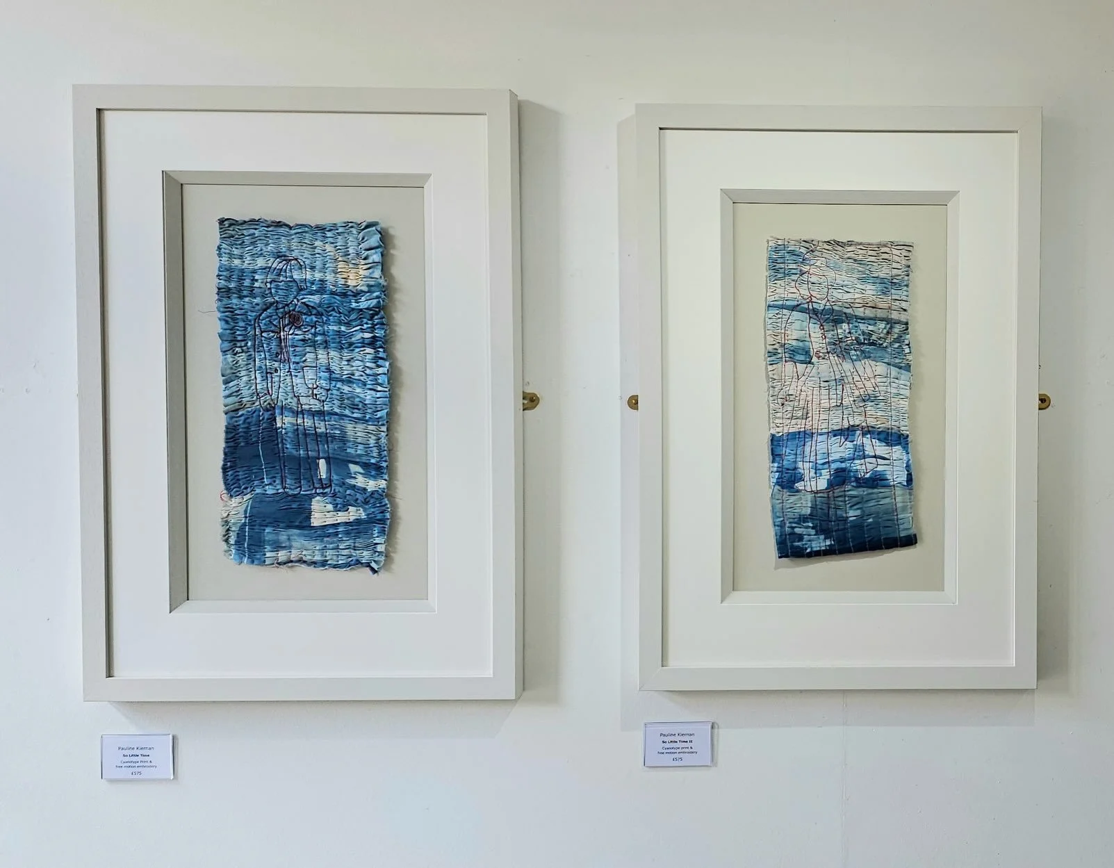 Cyanotype prints pleated and stitched 🧵 

@stitchbystitch_2027 @willowgalleryoswestry 

Open now to view @willowgalleryoswestry