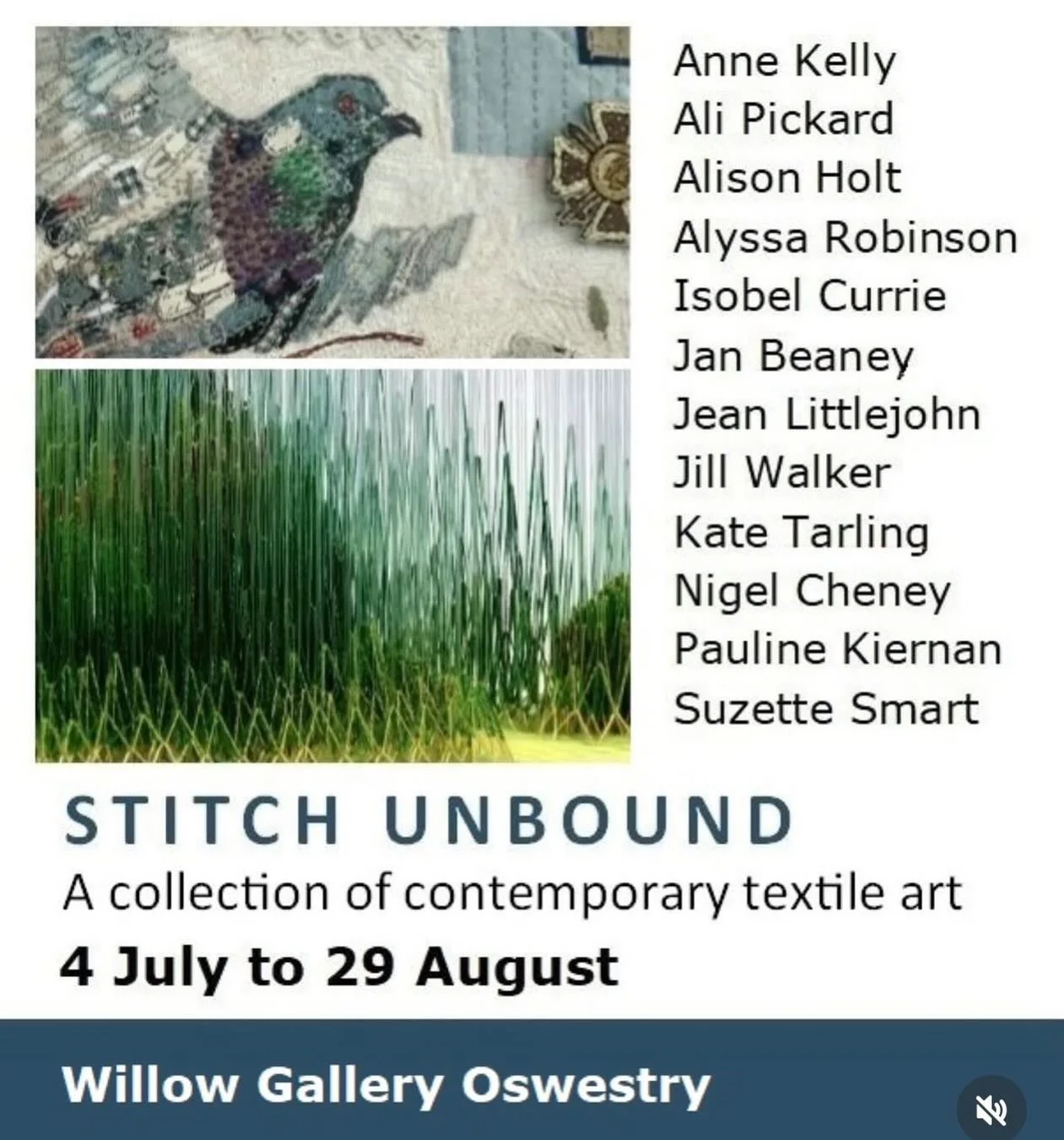 Very happy to be included in this exhibition opening in the 4th July @willowgalleryoswestry @stitchbystitch_2027