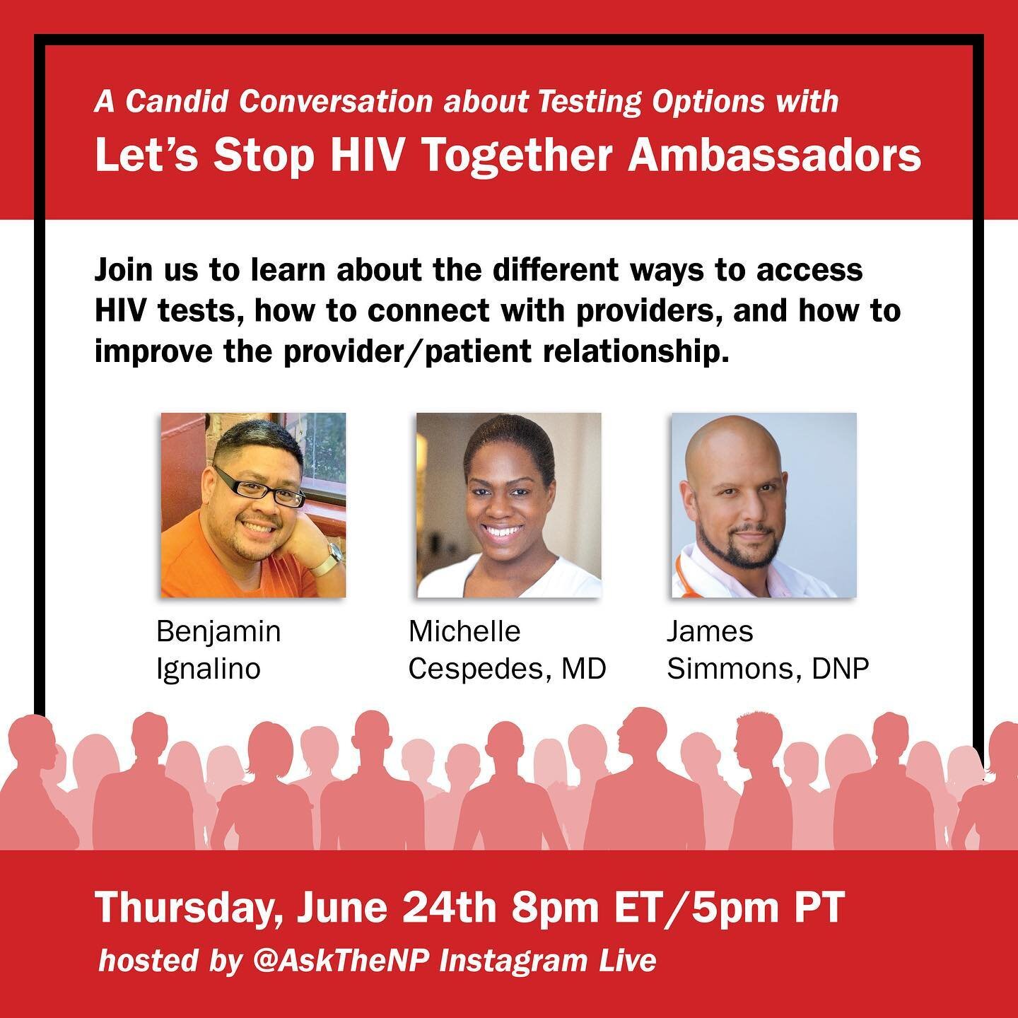 IG LIVE TONIGHT! 8pm EST / 5pm PST! Answering all of your questions about HIV testing, home testing kits, your relationship with your provider, PrEp, U=U, and so much more. Tune in and bring your questions!!
🌟
@kuya_bugay @dr.abundantlove @stophivto