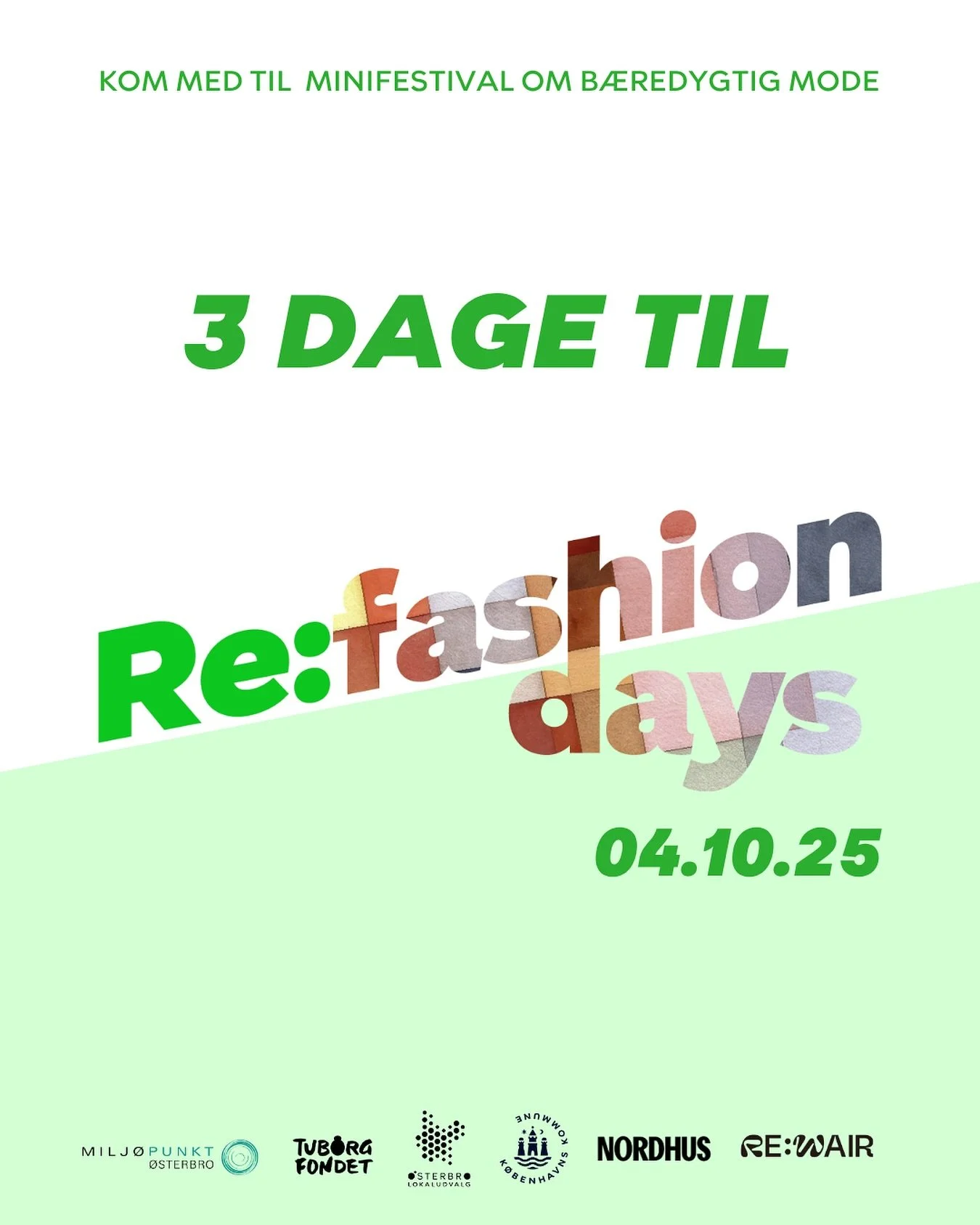 S&aring; er der 3 dage til Re:fashion days i @nordhus_cph !! Vi gl&aelig;der os - det h&aring;ber vi ogs&aring; I g&oslash;r? Hvis der er en workshop man stadig t&aelig;nker p&aring; at tilmelde sig, s&aring; kan man stadig n&aring; det p&aring; Nord