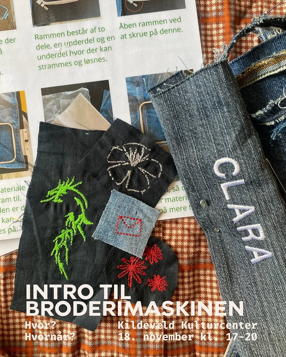 Kom til begynder introduktion af broderimaskinen i Syværkstedet i Kildevæld Kulturcenter d. 18. november!
Her vil du få en introduktion til hvordan maskinen fungerer, hvordan man tråder den, hvordan du laver tekstdesigns p&ari