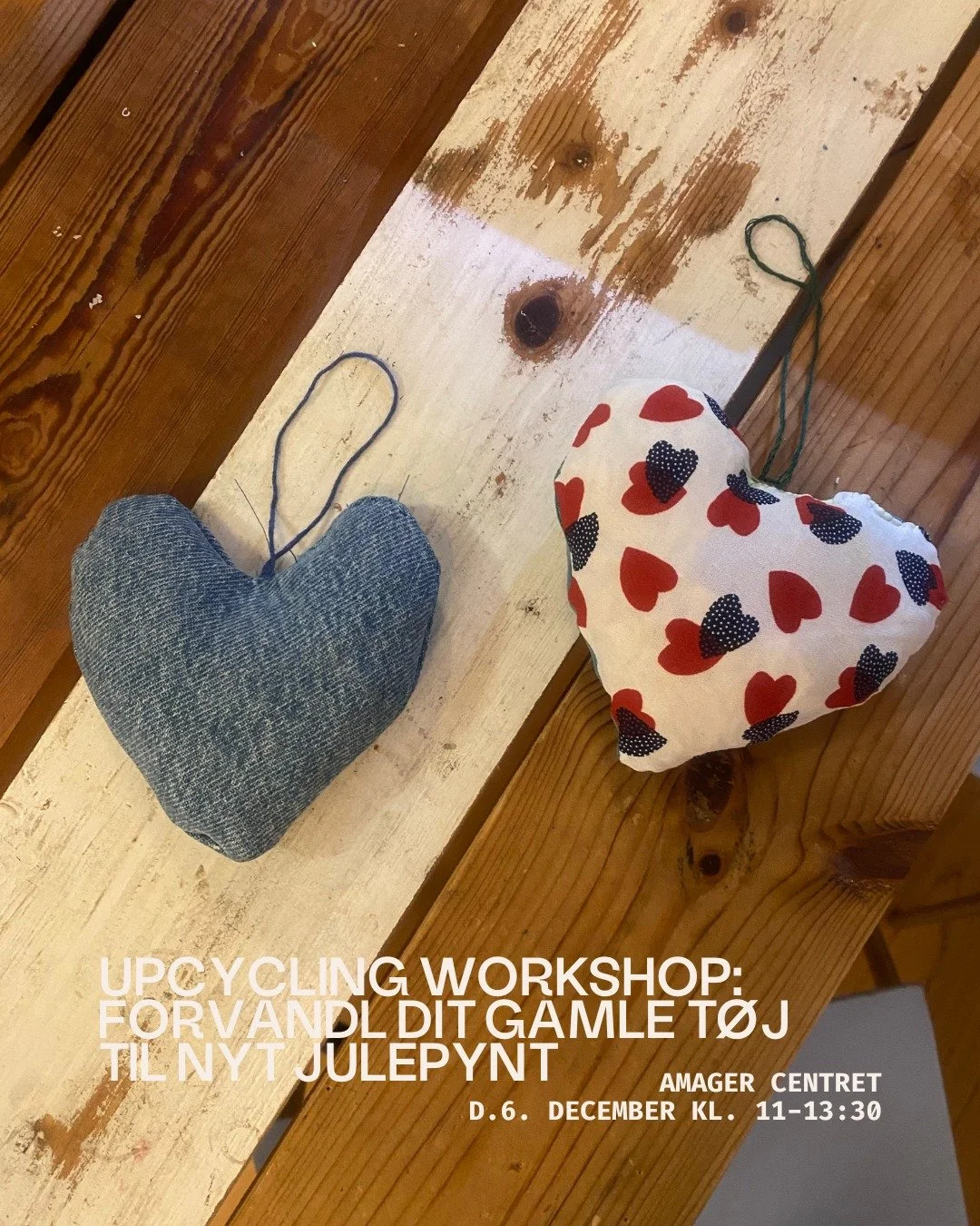 Upcycling workshop l&oslash;rdag den 6. december kl. 11&ndash;13:30 i Amager Centret hvor vi skal lave upcyclet julepynt! Til workshoppen f&aring;r du erfaring med h&aring;ndsyning, broderi og syning p&aring; symaskinen. Du l&aelig;rer at omdanne gam