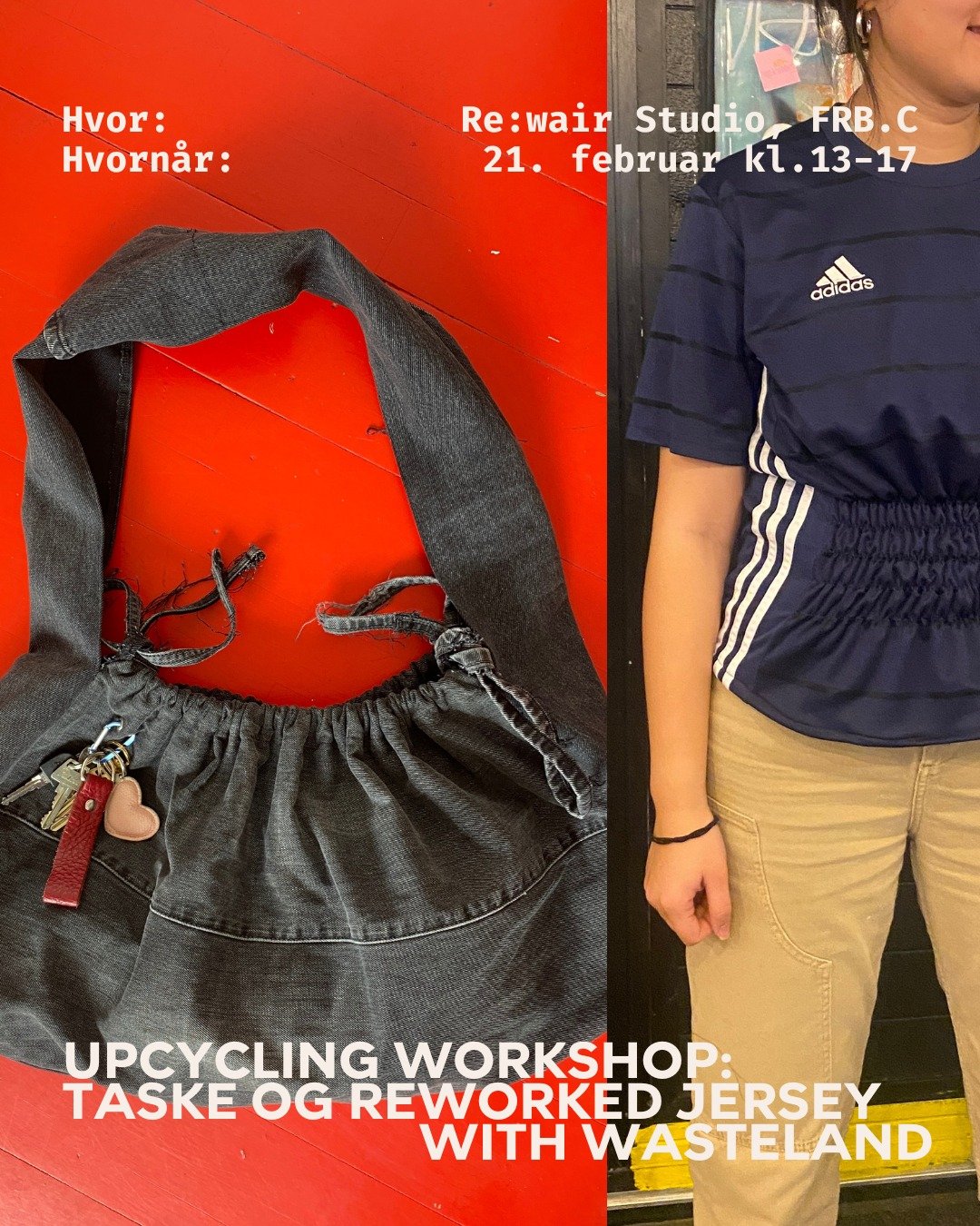 Re:wair X Wasteland
L&oslash;rdag den 21. februar afholder vi en upcycling workshop sammen med Wasteland, hvor du kan sy en taske med sn&oslash;redetaljer eller personligg&oslash;re en jersey! Det hele finder sted i Re:wair Studio i FRB.C fra kl. 13-