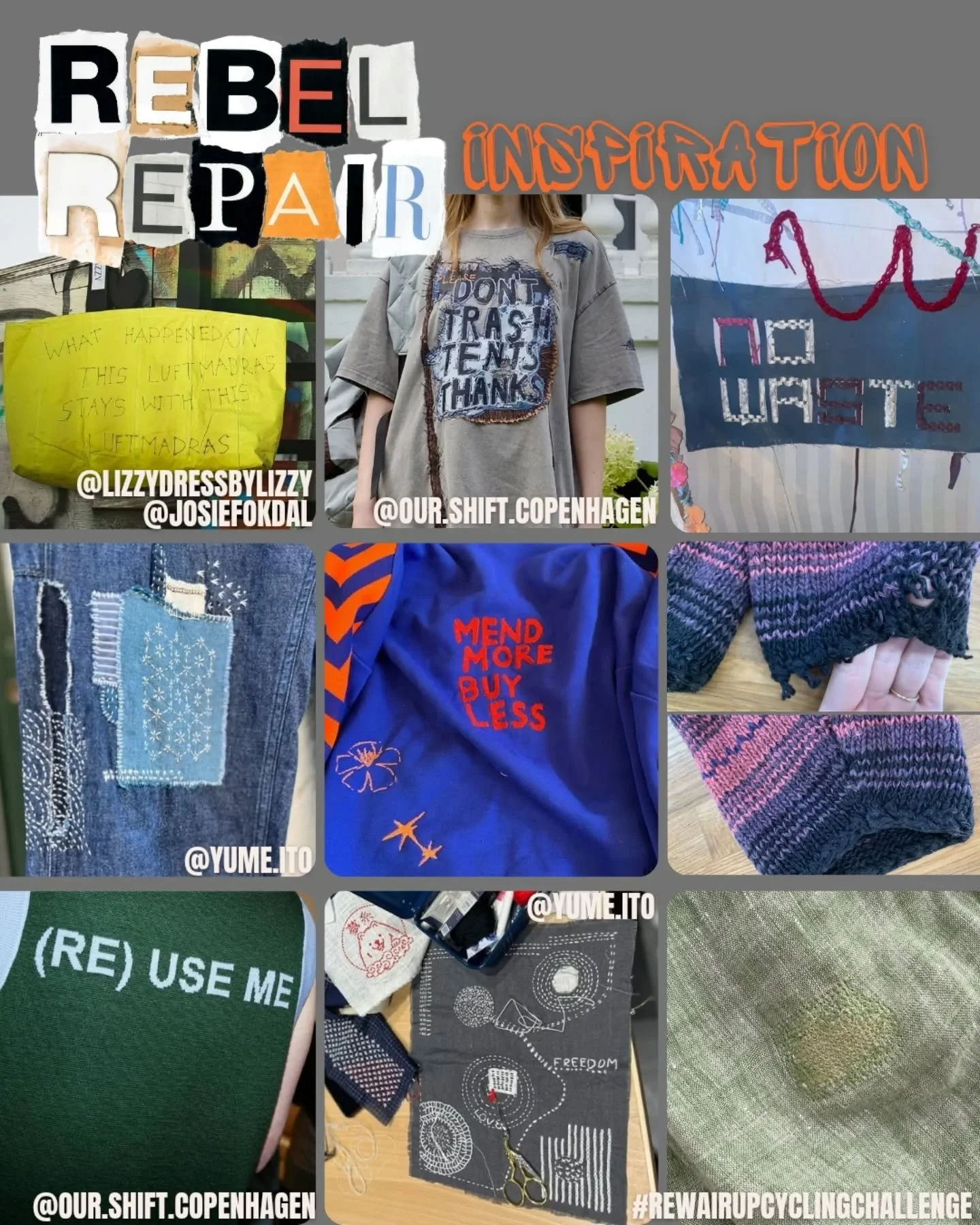 Mangler du inspiration til dette &aring;rs Upcycling Challenge? Temaet i &aring;r er Rebel Repair og der er to spor man kan deltage i. 💫💫

Tak til @yume.ito, @our.shift.copenhagen, @lizzydressbylizzy og vores seje frivillige for at lade os bruge bi