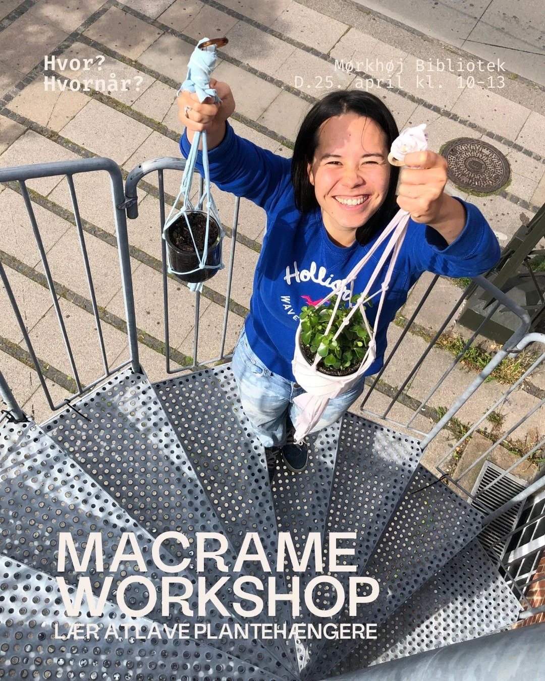 Kom med og bliv kl&aelig;dt p&aring; til hvordan du kan puste nyt liv i dine kasserede tekstiler ved at lave din helt egen planteh&aelig;nger!

Du l&aelig;rer at lave garn af bla. t-shirts og senget&oslash;j, det grundl&aelig;ggende i macrame, som ka