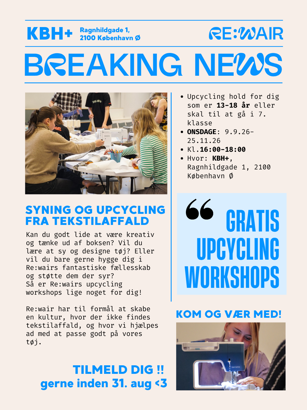 Ungdomsskole hold - Syning og Upcycling
