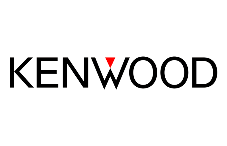 Kenwood logo with a red triangle above the letter V