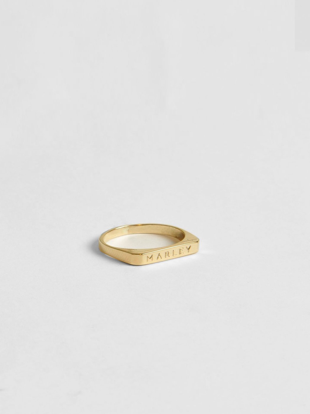 horizontal rectangular bar style signet ring in 14k gold by shana tabor. formerly the 3 bars ring by in god we trust, igwt nyc.