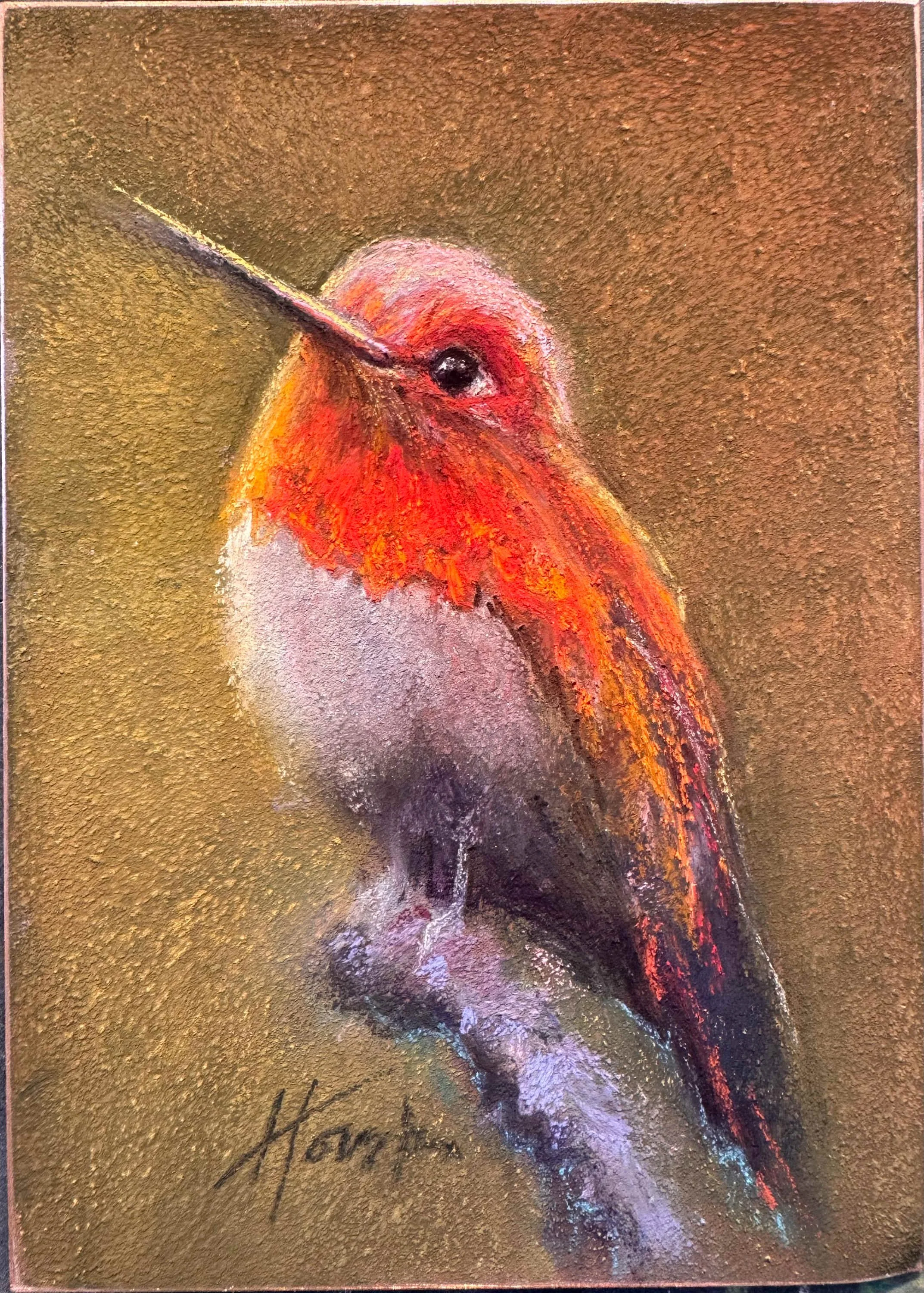  A grateful hummer  SOLD   
5 x 7 pastel on copper