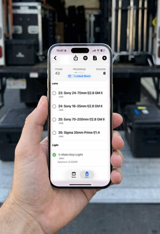 Film Gear Packed using GearoFlow App by Movie Shorts