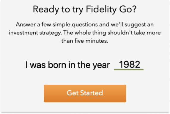 Screenshot of first profiling question