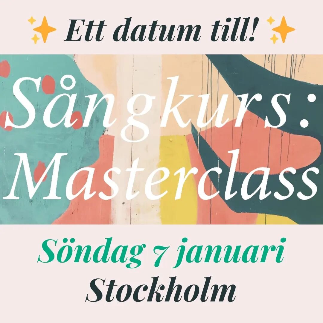 Stort intresse f&ouml;r masterclass! Endast 1 plats kvar den 10 december...

S&aring; nu sl&auml;pps ett till datum! Fira in 2024 med s&aring;ng 🍾

S&auml;kra din plats redan idag:
l&auml;nk i min profil &gt;
eller
vokalstudion.se/masterclass

Tips!