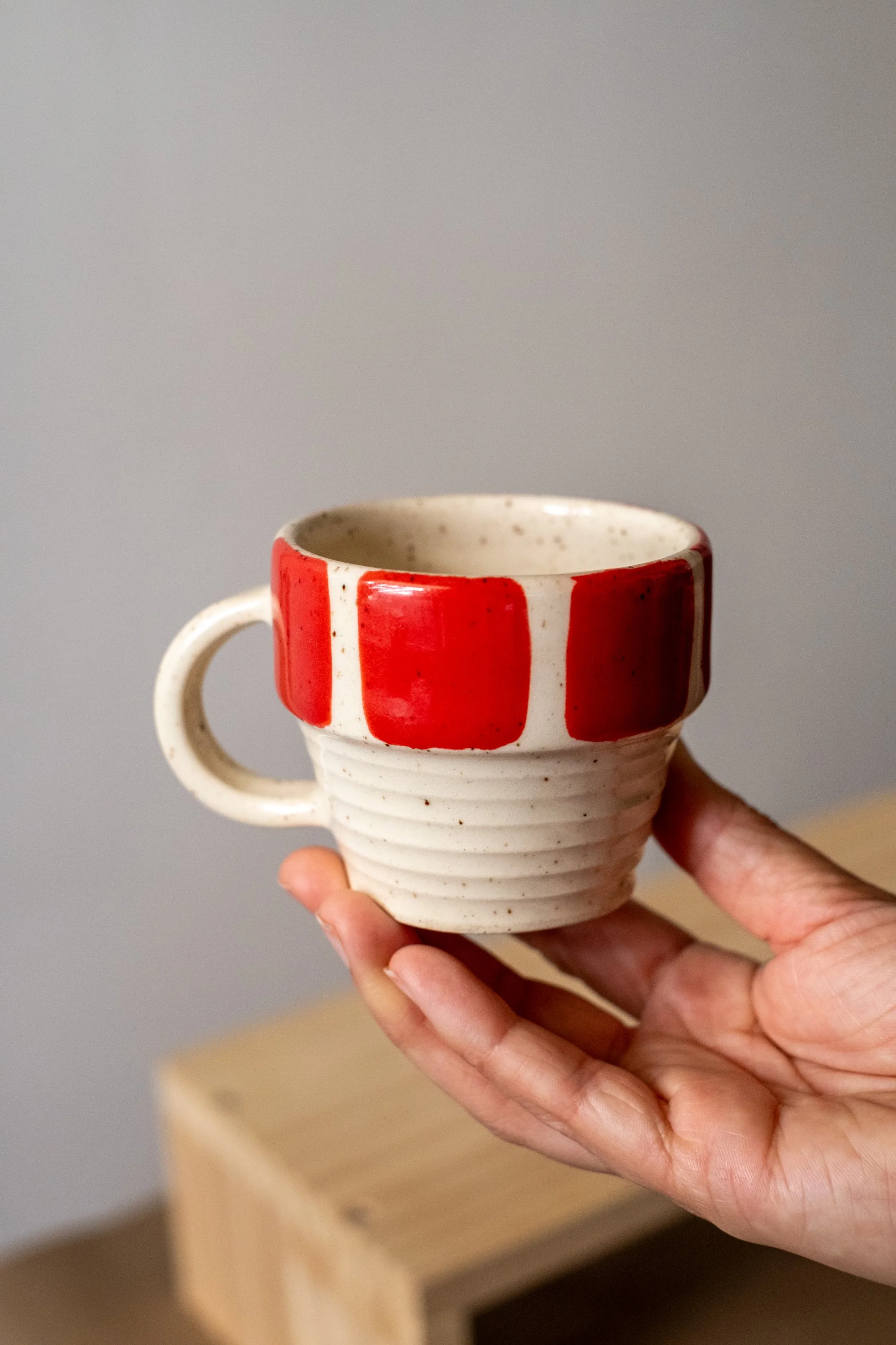 Single Cafe Cup with Handle (Red) (4 oz)