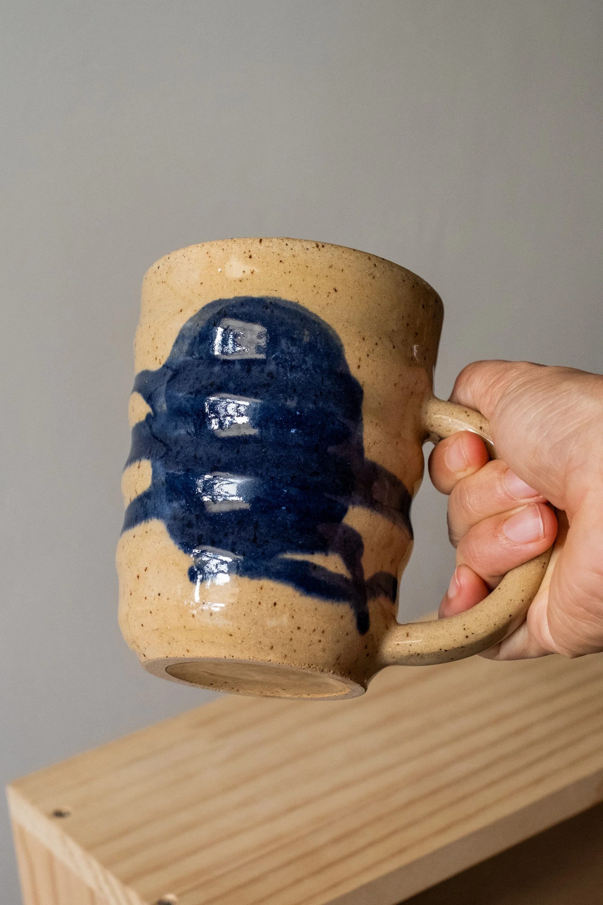 Swirl Mug with Blue Drips (15 oz)