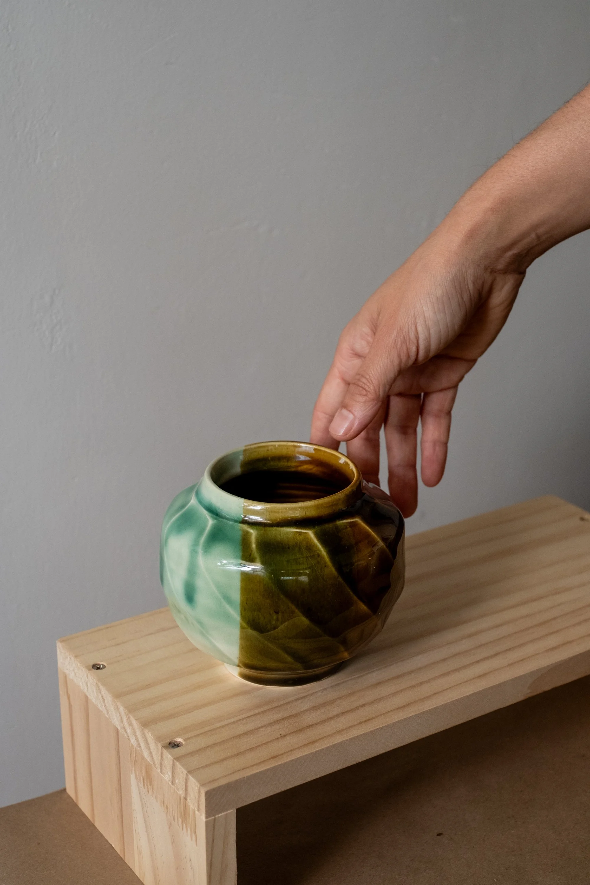 Small Faceted Round Jar