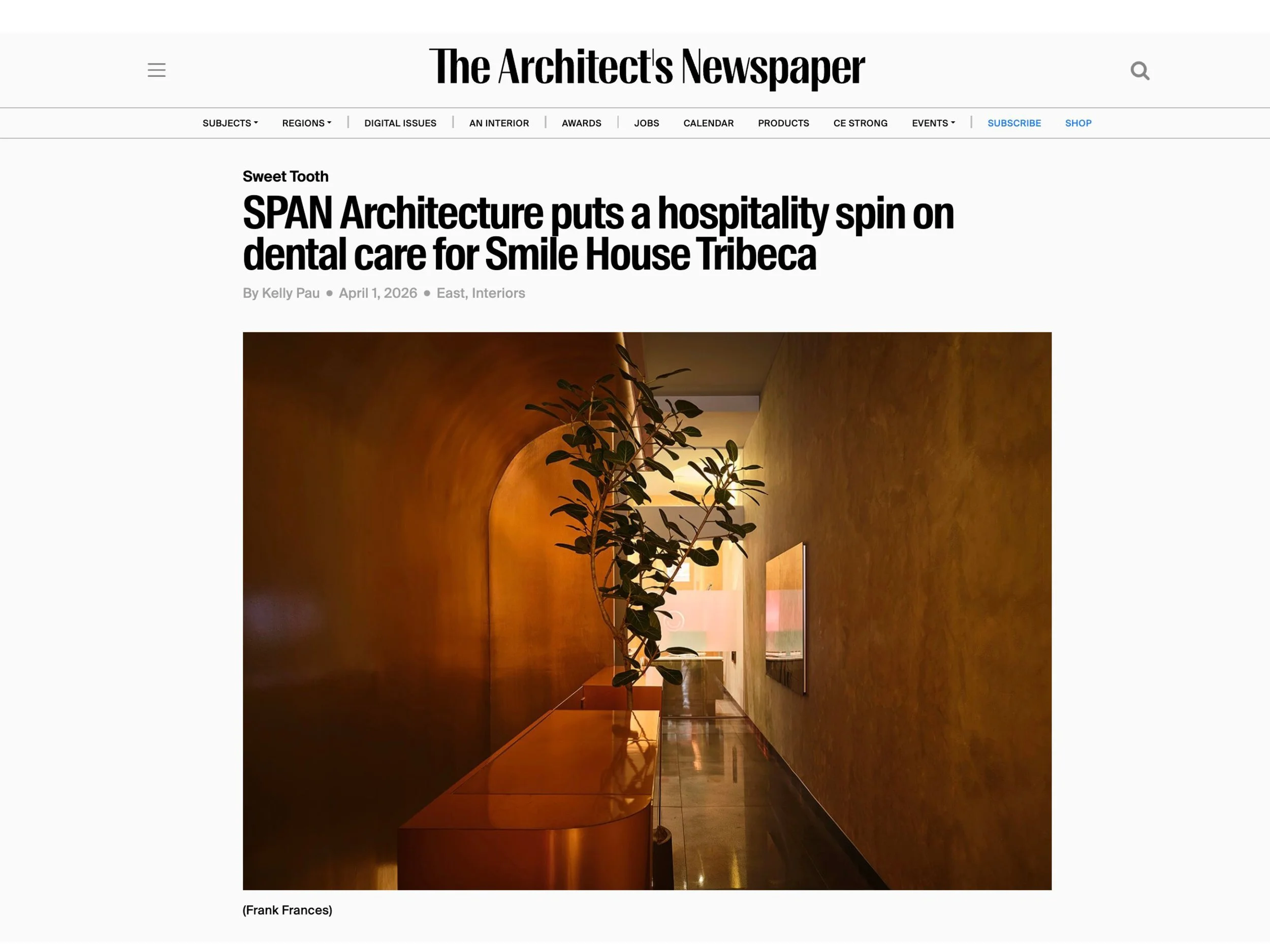 The Architect’s Newspaper: “SPAN Architecture puts a hospitality spin on dental care for Smile House Tribeca.”
