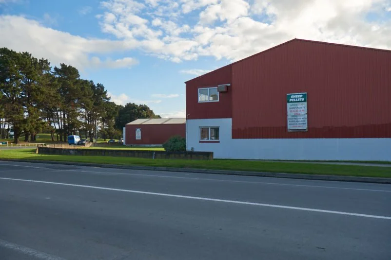East Coast Wools Company wool store on Stanley Road, Gisborne, New Zealand.