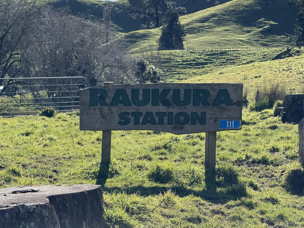 Raukura Station entrance sign, Tiniroto