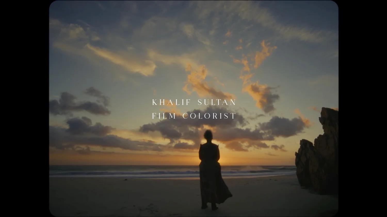 Showreel poster with a silhouetted figure beneath a sunset sky