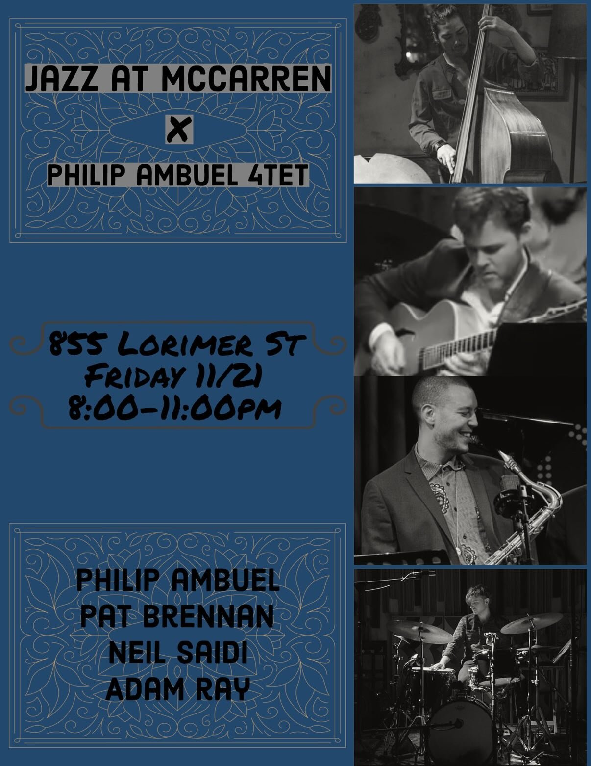 Special Friday night with @journalingclasses @philip.ambuel quartet, @filmmakerfridaynyc and spiced hot beverages @mccarrenparkbar 

Links in the bio and feel free to come hangout if not partaking in the programming. 

#jazz