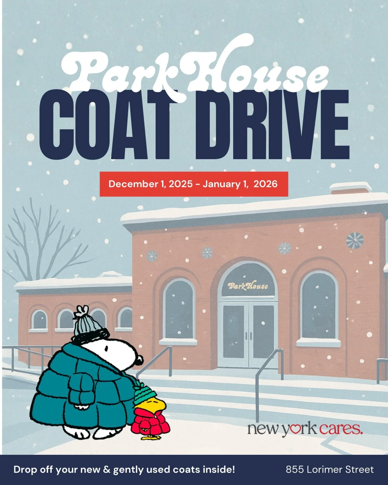 We are doing a Coat drive w/ @newyorkcares - the city&rsquo;s largest volunteer network, supports New Yorkers facing hardship all year long. For the past 36 years, their annual coat drive has delivered warmth to families, seniors, and children experi