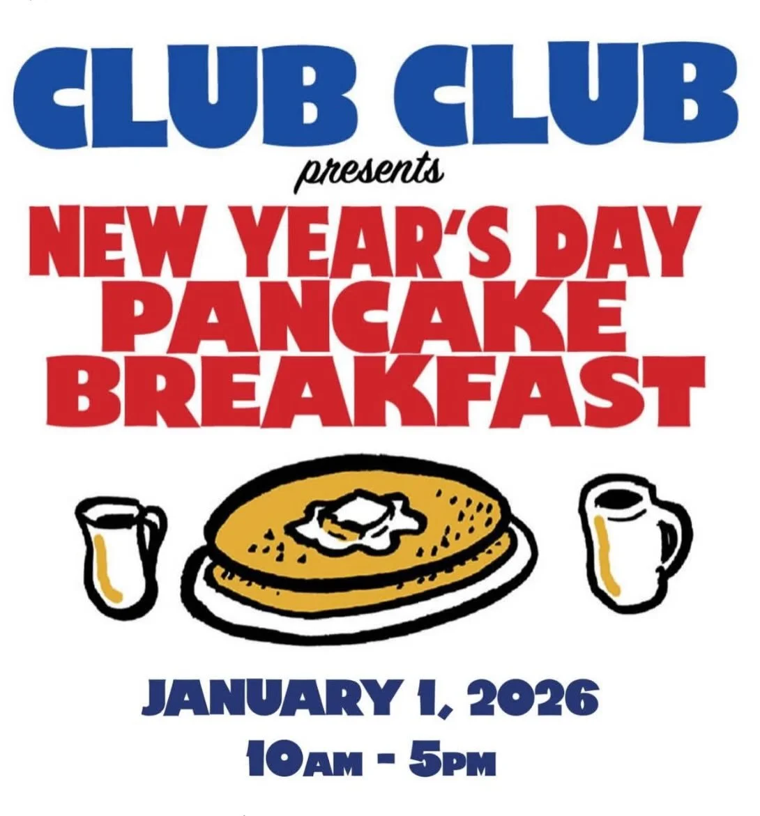 @club_club_sandwich 2nd annual NEW YEAR&rsquo;S DAY PANCAKE BREAKFAST! Matt will be slinging fresh-off-the-griddle sourdough pancakes, egg sandwiches, bacon, as well as their full regular menu.
Gluten free/vegan cakes available. Pancakes start at 10a
