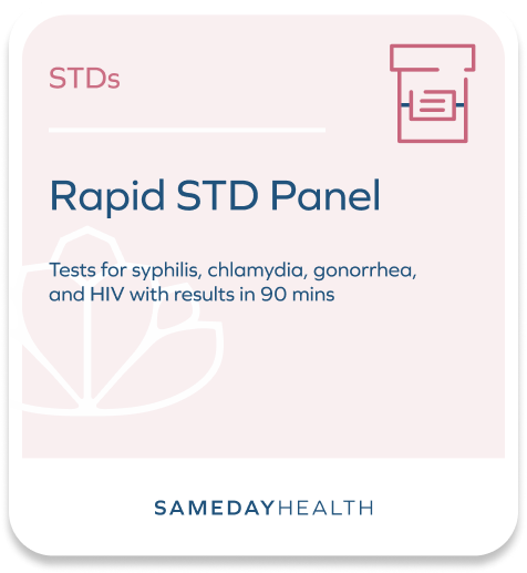 Rapid STD Panel $200.00 Tests for syphilis, chlamydia, gonorrhea, and HIV with results in 90 mins