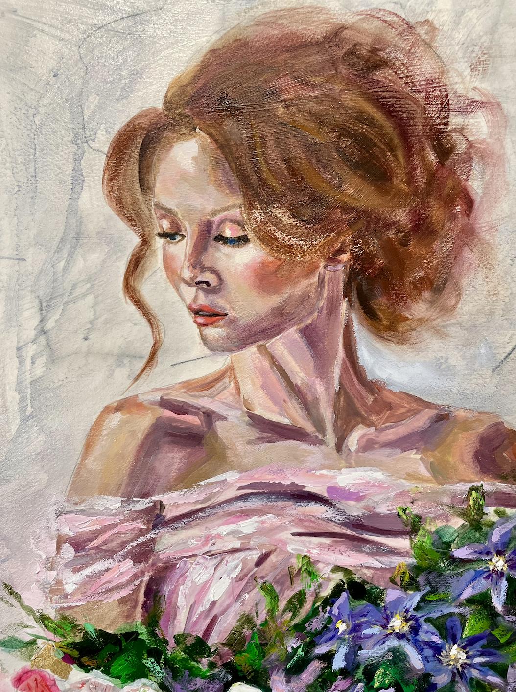 Head and shoulders portrait detail from The First Turn by Joanna Blair