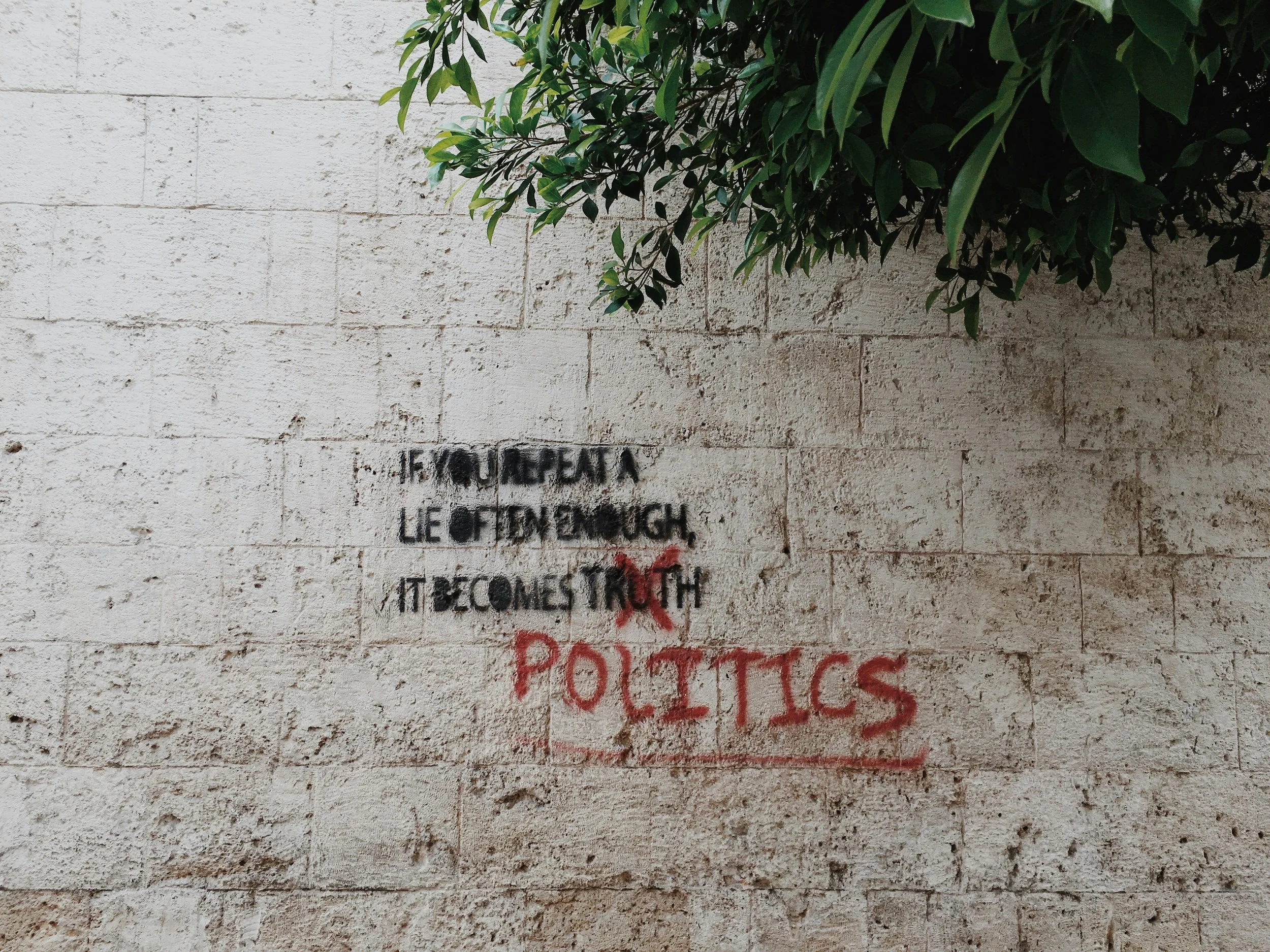 a saying about politics written on a wall
