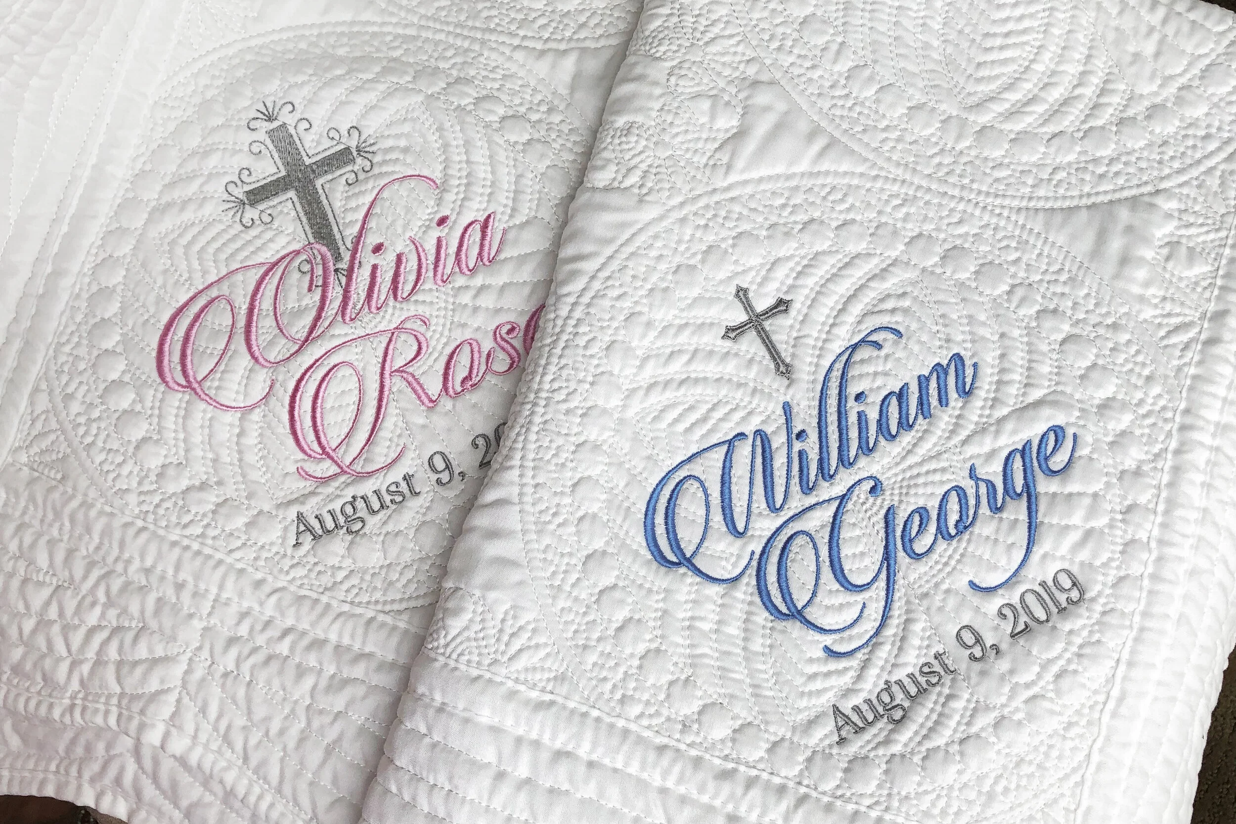 Embroidered Baptism Quilt