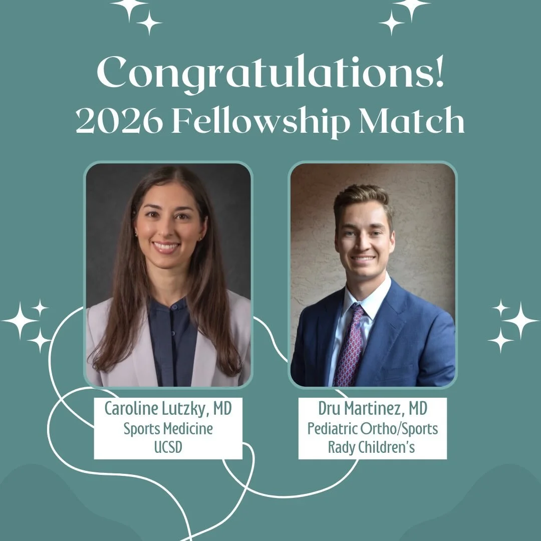 Congratulations to Caroline and Dru for their fellowship match 🎉🎉 Caroline matched Sports Medicine at UCSD and Dru matched Pediatric Orthopedics and Sports Medicine at Rady Children&rsquo;s Hospital! We are so proud of them and excited for the amaz