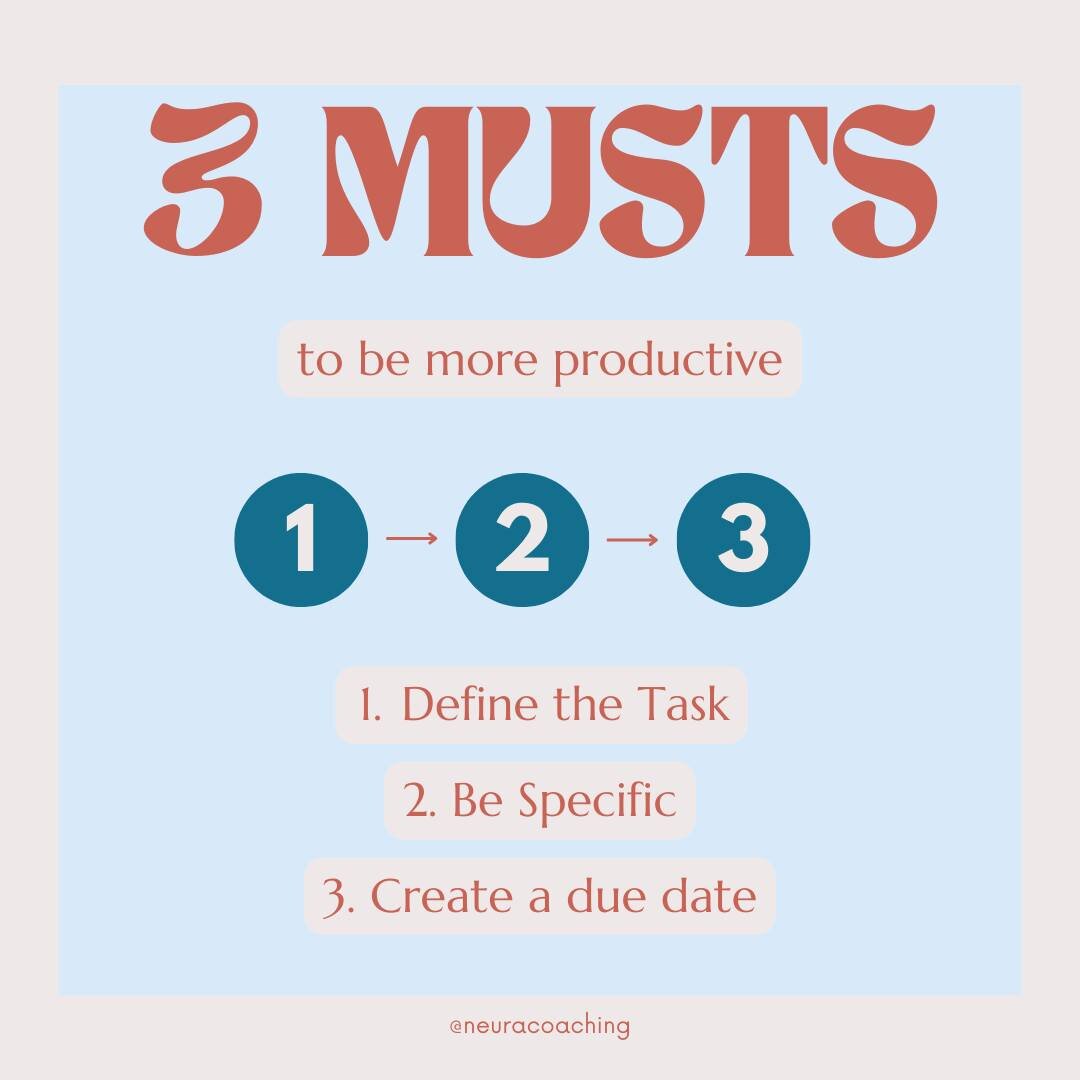 Boost your productivity like never before with these 3 simple steps! 🚀✨

Step 1️⃣ : Define the task. Be crystal clear about what you need to accomplish. Break it down into manageable chunks, so you know exactly where to start. 📝✔️

Step 2️⃣ : Be sp